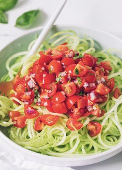 Cucumber Noodles With Bruschetta
