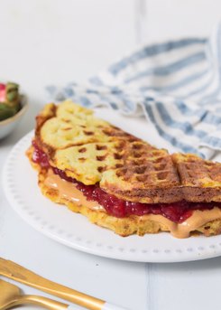 Peanut Butter & Jelly Waffle Sandwich