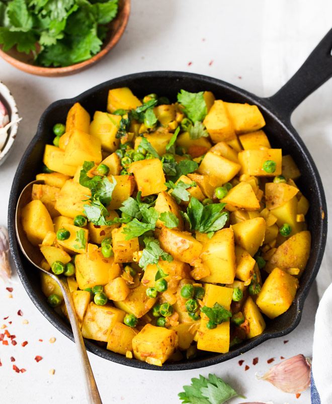 Curried Potato, Pea & Cilantro Hash